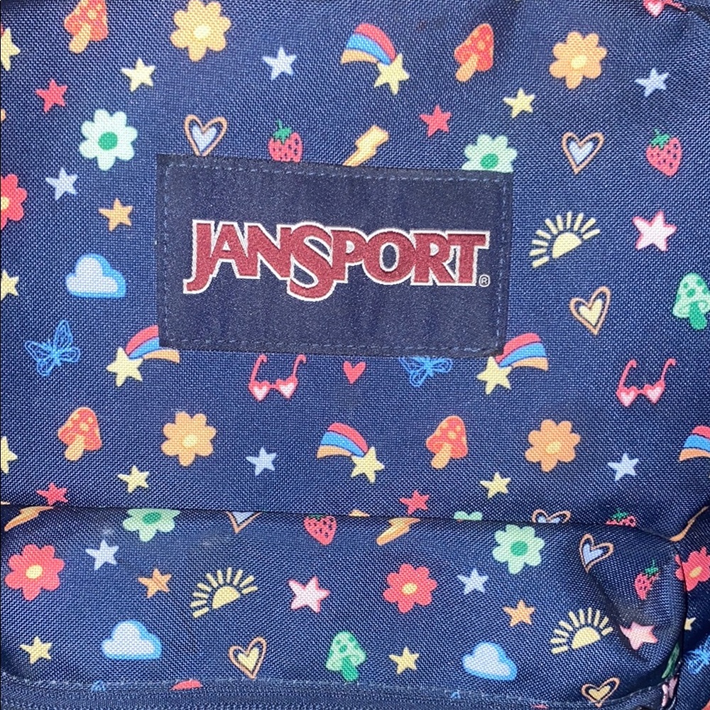 Jansport Navy Backpack with Colorful Icons